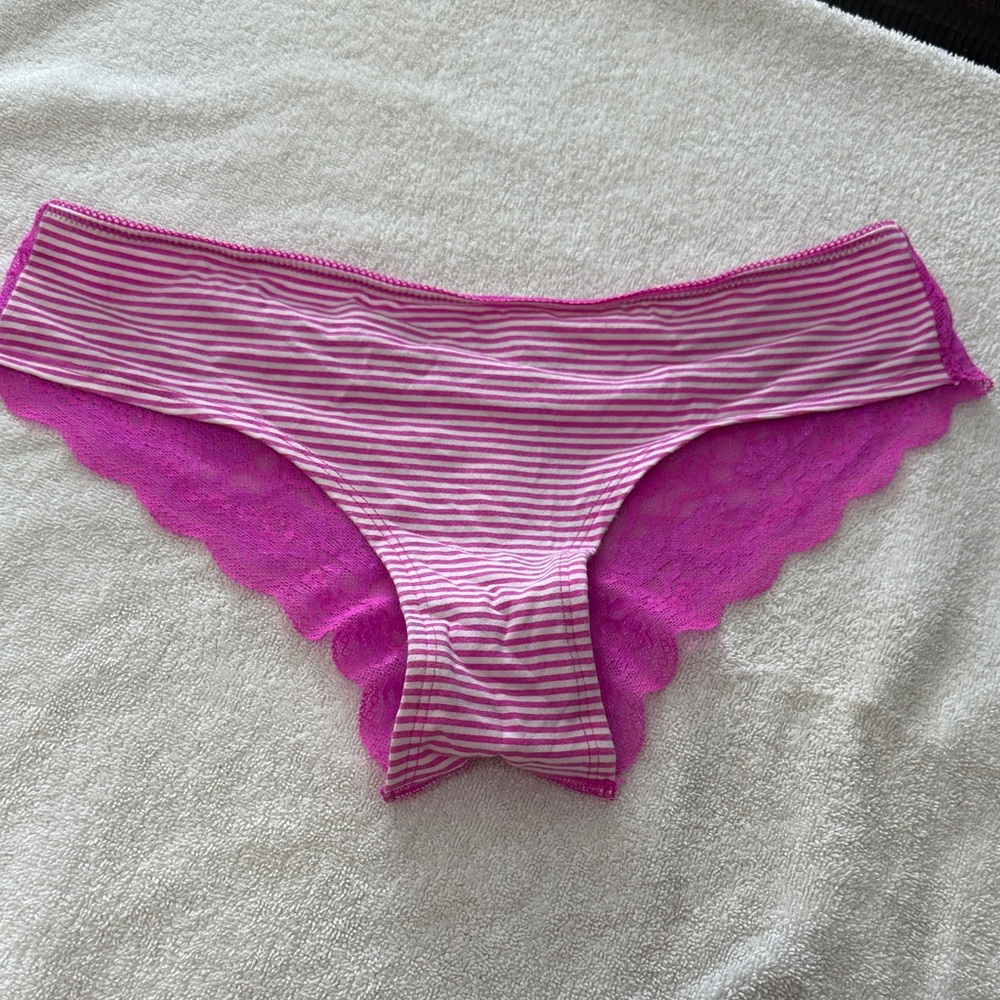 PINK Victoria's Secret Striped Pink Lace Panties